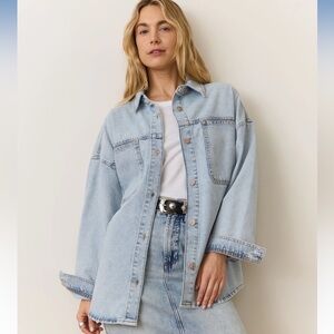 Marine Layer Molly Oversized Denim Shirt/Jacket Size XS (❌ button missing)